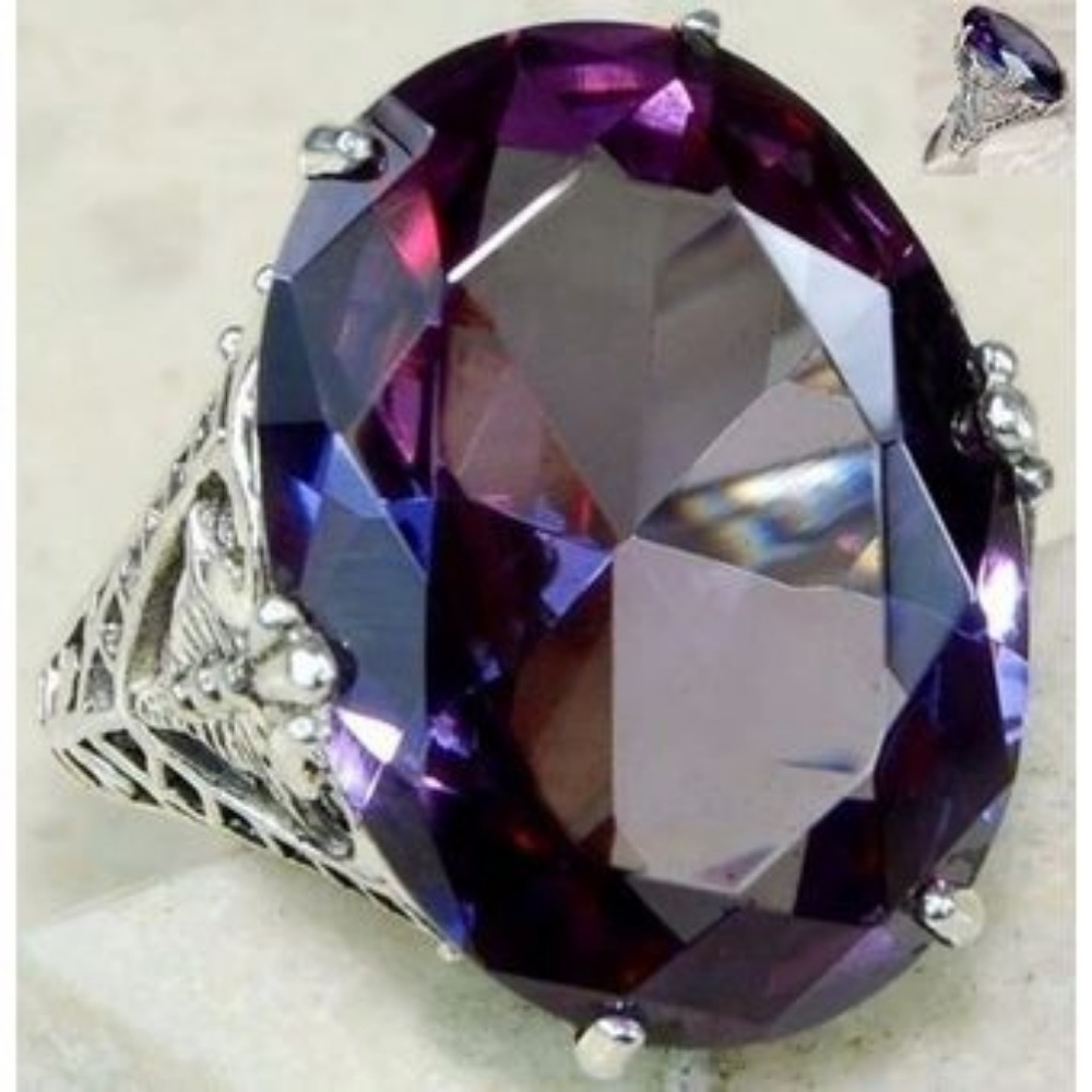 18CT Amethyst 925 Sterling Silver Ring